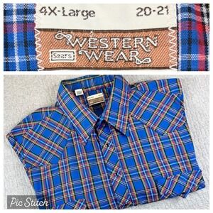 Vintage Sears Peal Snap Country Western Wear Plaid Shirt Mens 4X‎ Cowboy